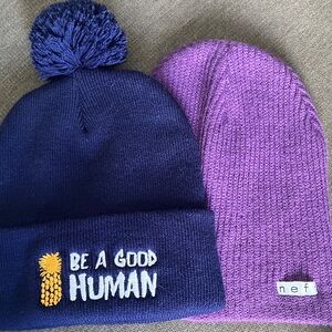 Purple and Blue Kids Beanie Set